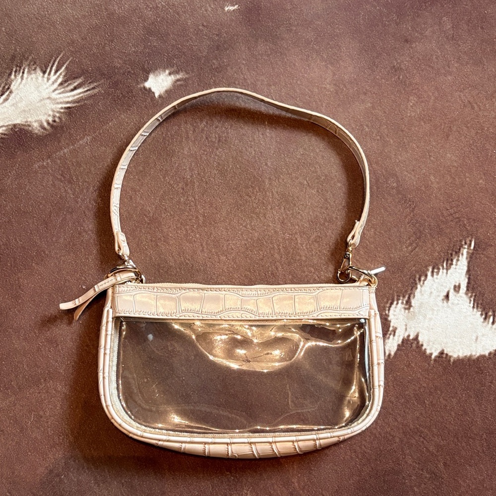Transparent Beige Croc-Embossed Women's Bag